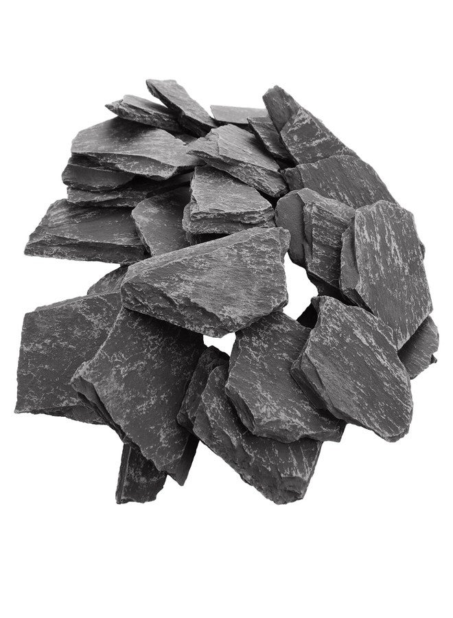 صخور أردواز طبيعية من MUXHEL، مقاس 3 إلى 5 بوصات، للزواحف (4 كجم / 8.8 رطل)، أحجار أردواز متعادلة الحموضة، صخور سوداء لأحواض الزواحف لتزيين الأحواض المائية وتنسيق الحدائق. - Image 1